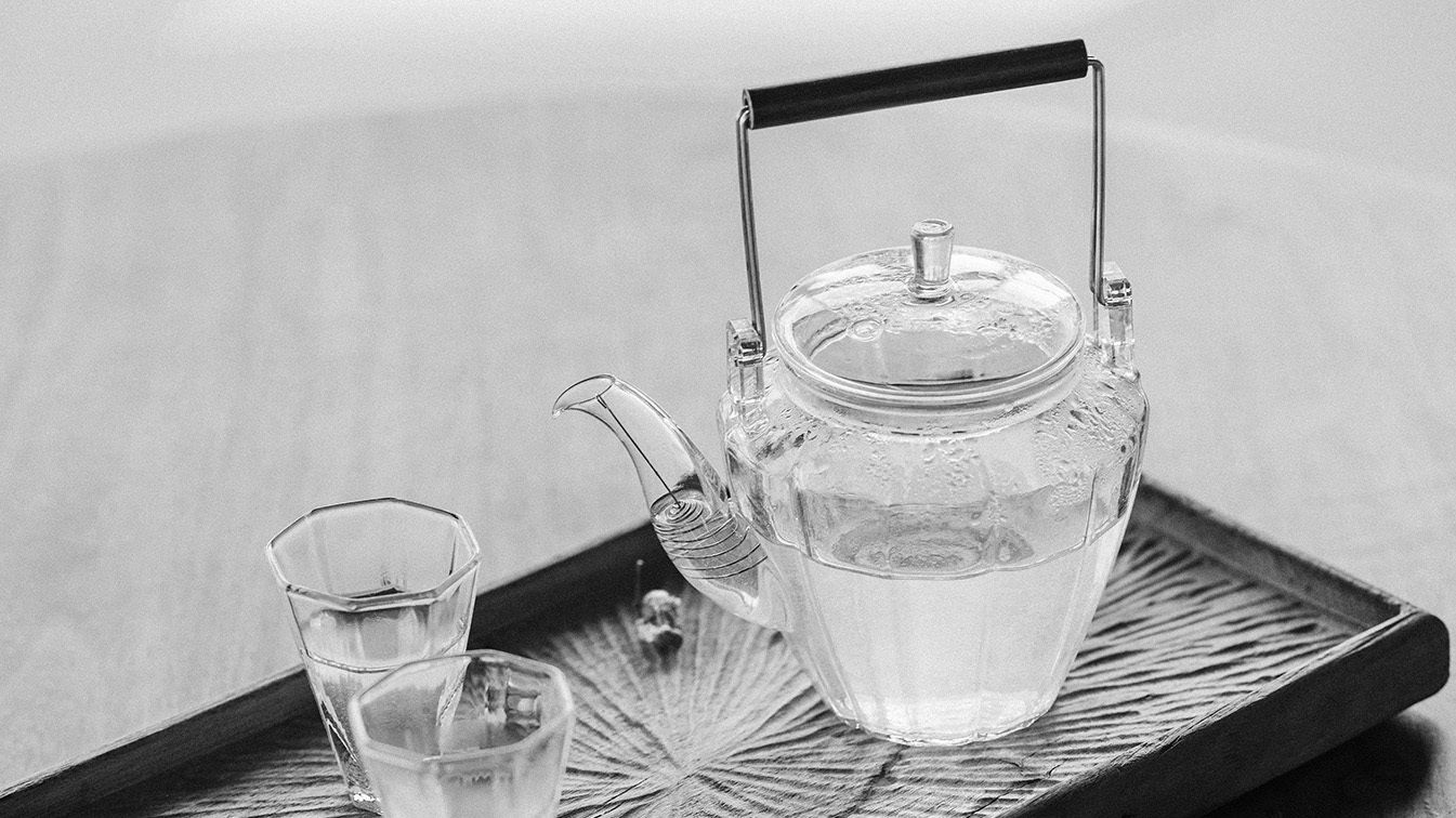 Elegant tea pot on a tray